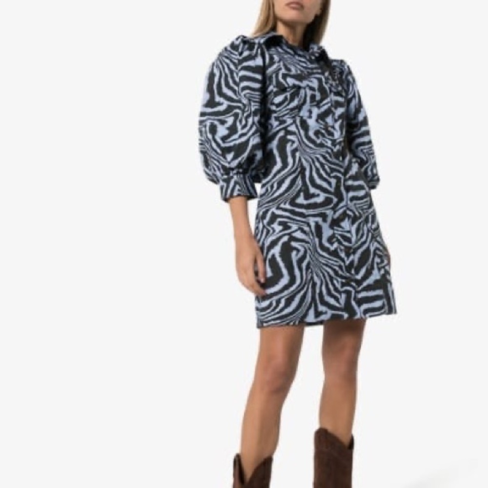 NWT Ganni Printed Poplin Dress - Picture 6 of 13